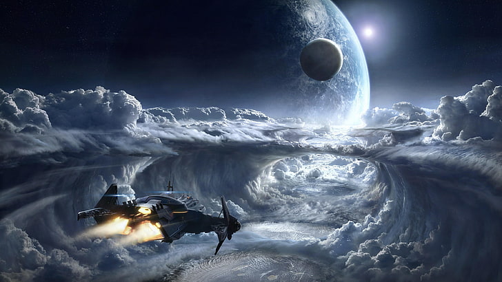 space, earth, fantasy, spaceship, spacecraft, space shuttle, planets, globe, HD wallpaper