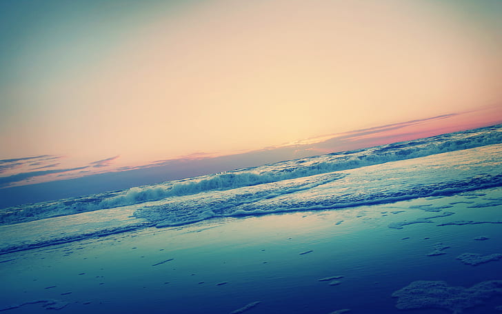 Ocean Sunset Warm Beach Waves HD, natur, hav, solnedgång, strand, varm, vågor, HD tapet