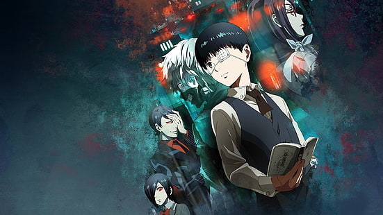 manlig anime karaktär digital tapet, Tokyo Ghoul, Kaneki Ken, Kirishima Touka, HD tapet HD wallpaper