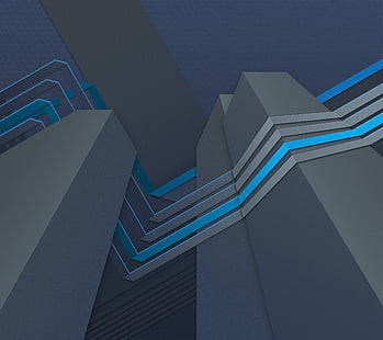 Formen, Dunkel, Materialdesign, Wolkenkratzer, Stock, Blau, HD-Hintergrundbild HD wallpaper