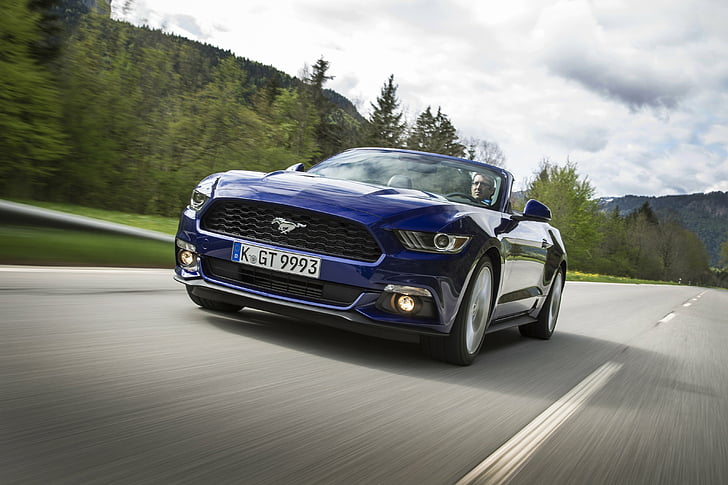 2015, bleue, blau, autos, cabrio, ecoboost, eu-spec, ford, mustang, HD-Hintergrundbild