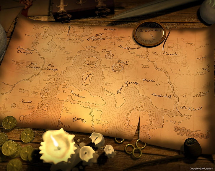 ilustrasi peta coklat dan hitam, peta, Runescape, Wallpaper HD