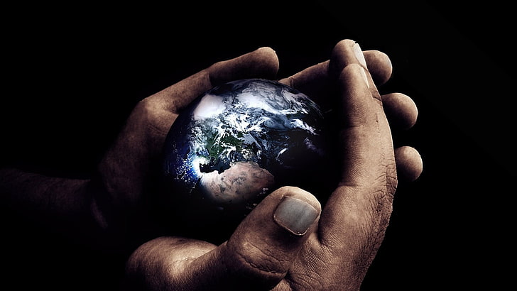 модель в масштабе Земли, Земля, руки, HD обои
