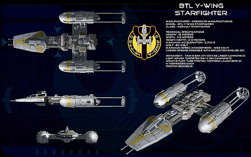 сив BTL Y-Wing Starfighter колаж, Star Wars, Y-Wing, инфографика, HD тапет HD wallpaper
