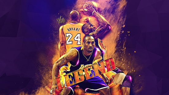 Kobe Bryant Legend-2016 NBA-Poster HD Wallpaper, Kobe Bryant mit Legendentext-Overlay, HD-Hintergrundbild HD wallpaper