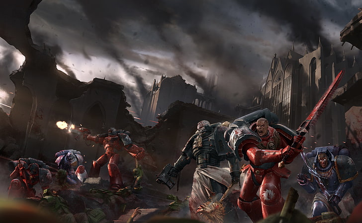 video game poster, war, sword, armor, Warhammer, Warhammer 40K, Flesh Eaters, HD wallpaper