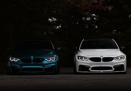 BMW, Светло, Синьо, Бяло, F80, Прицел, LED, Ангелски очи, HD тапет HD wallpaper