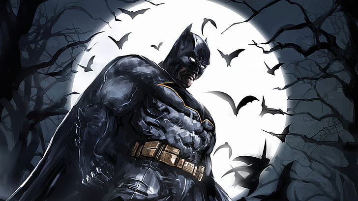 Batman, Bat, DC Comics, Moon, HD wallpaper