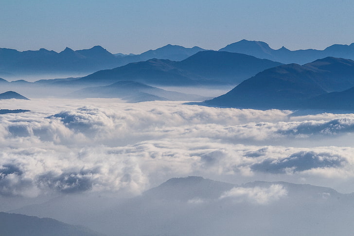 планински връх, фотография, облаци, HD тапет
