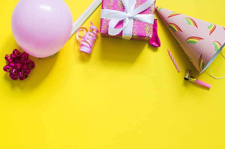 liburan, hadiah, bola, lilin, ulang tahun, Wallpaper HD