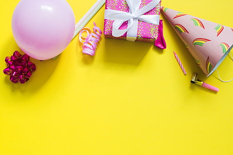 liburan, hadiah, bola, lilin, ulang tahun, Wallpaper HD HD wallpaper