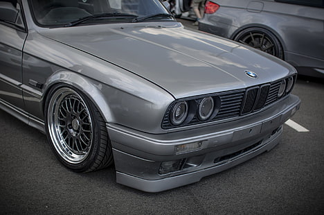 grå BMW M1 på asfaltväg, BMW, Stance, hjul, bil, BMW E30, HD tapet HD wallpaper