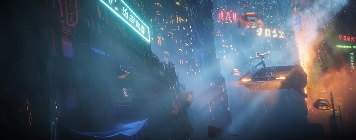 เครื่องทำน้ำอุ่นสีน้ำเงินและสีขาว cyberpunk วิดีโอเกมพิกเซลอาร์ต The Last Night, วอลล์เปเปอร์ HD