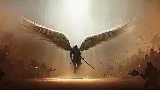 Artwork Anioł Tyrael Gry wideo Diablo III, Tapety HD HD wallpaper