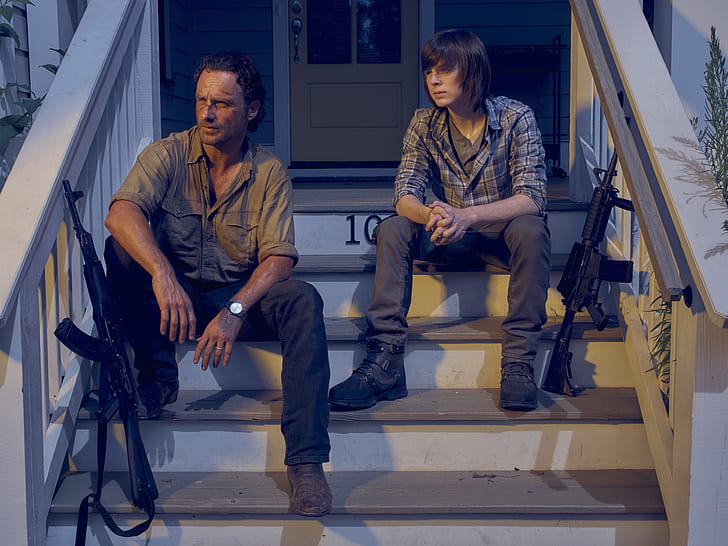 The Walking Dead, Rick Grimes, Carl Grimes, Andrew Lincoln, Chandler Riggs, HD wallpaper