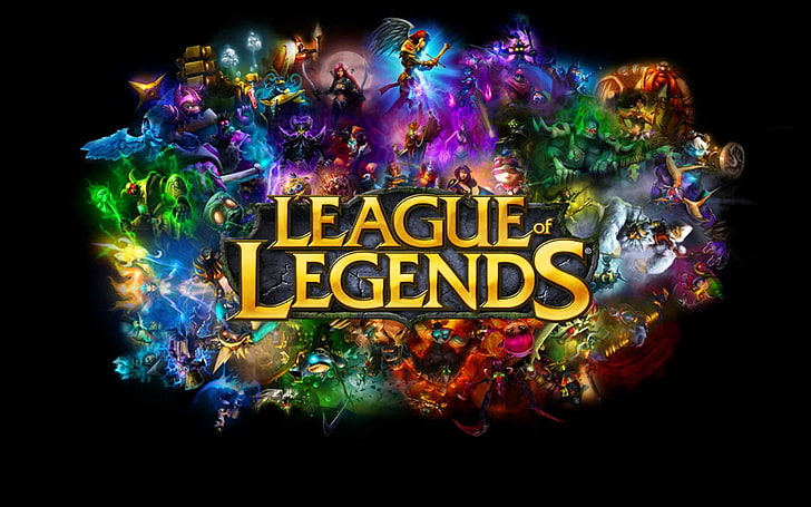 League of Legends, tipografi, latar belakang hitam, video game, Wallpaper HD