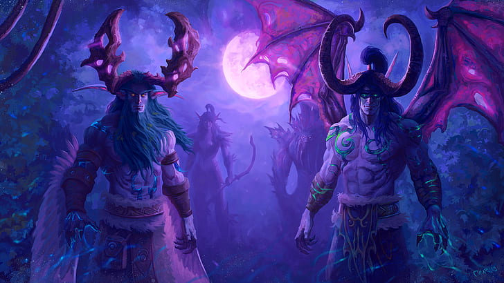 Warcraft, World Of Warcraft, Illidan Sturmgrimm, Malfurion Sturmgrimm, Krieger, HD-Hintergrundbild