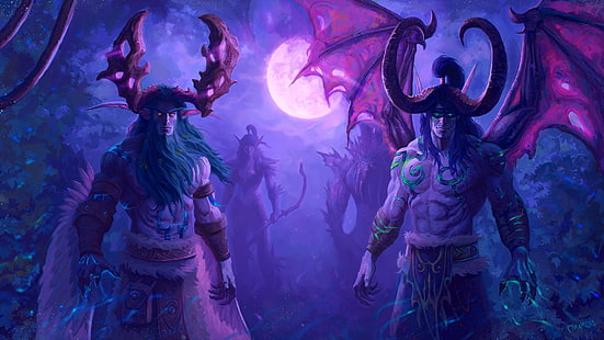Warcraft, World Of Warcraft, Illidan Stormrage, Malfurion Stormrage, Warrior, HD тапет HD wallpaper