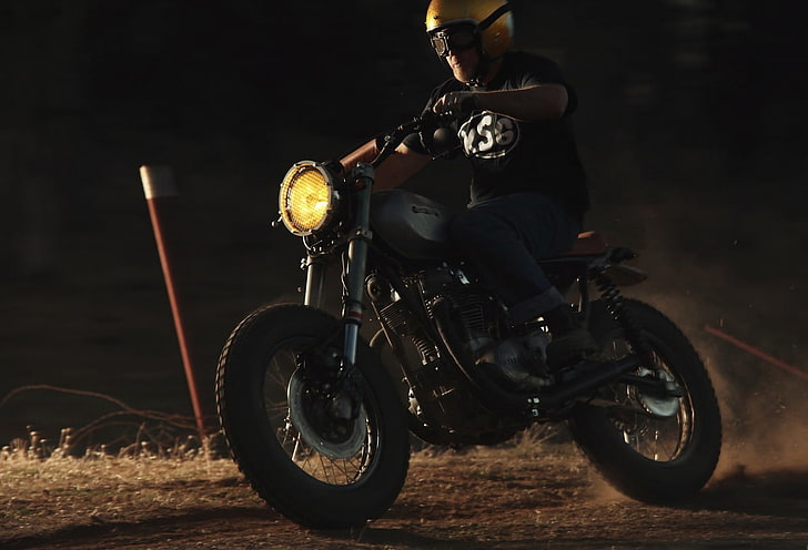 motocicleta cruiser negra y gris, motor de prueba, motocicleta, Yamaha, Fondo de pantalla HD