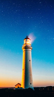 Vertikal, Leuchtturm, Nacht, Sterne, HD-Hintergrundbild HD wallpaper