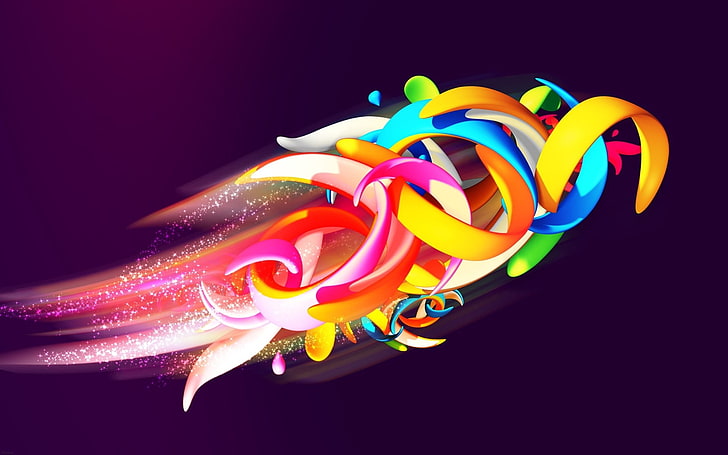 multicolored abstract wallpaper, spiral, patterns, colorful, bright, white, HD wallpaper