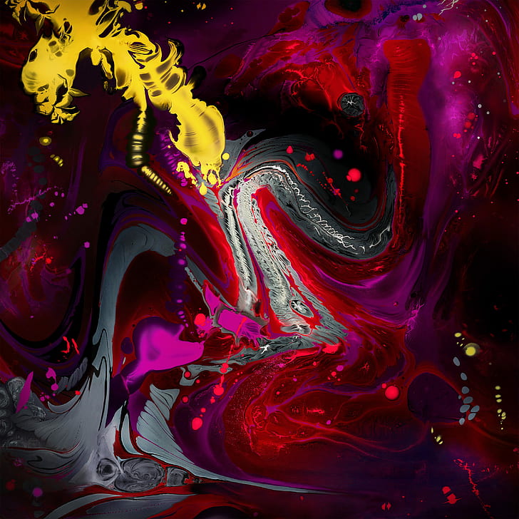 Explosión de color, abstracto, colorido, surrealista, amarillo, rojo, ilustraciones, Fondo de pantalla HD