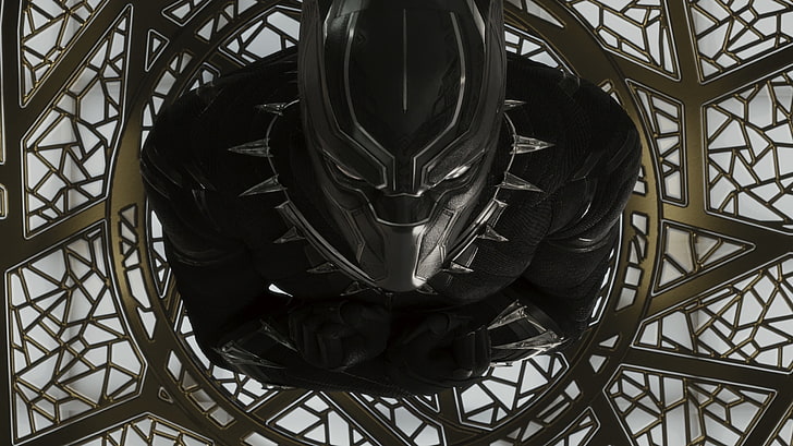 helm sepeda motor hitam dan abu-abu, Marvel Cinematic Universe, Black Panther, Wallpaper HD