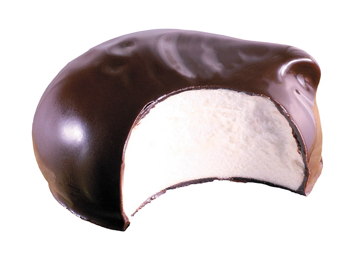 marshmallow putih, marshmallow, cokelat, latar belakang putih, potong, Wallpaper HD