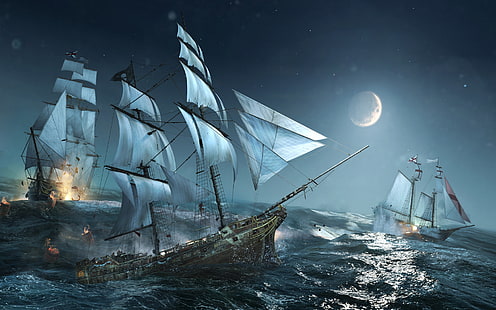 Piratenschiff Fantasy Hintergrund 9745, HD-Hintergrundbild HD wallpaper