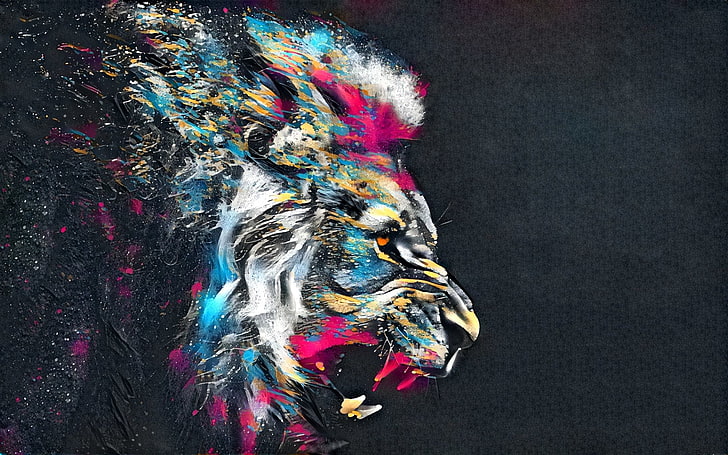 Cats, Lion, Abstract, Artistic, Colorful, Colors, HD wallpaper