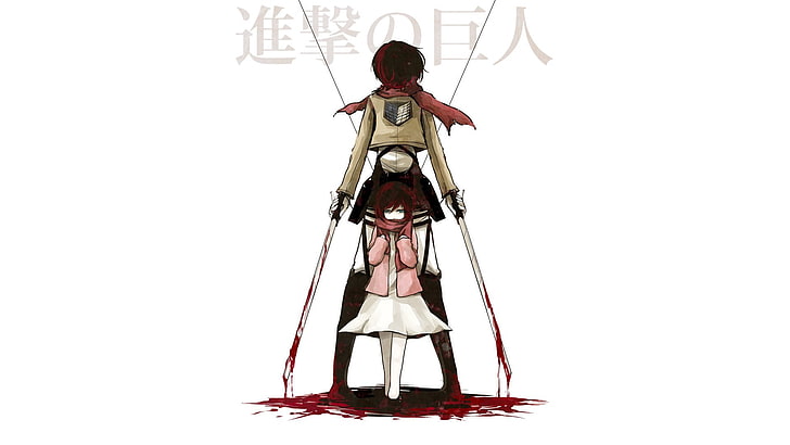 two anime characters illustration, Shingeki no Kyojin, Mikasa Ackerman, HD wallpaper