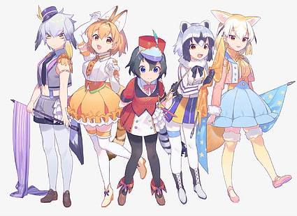 Anime, Teman Kemono, Fennec (Teman Kemono), Kaban (Teman Kemono), Rakun (Teman Kemono), Serval (Teman Kemono), Shoebill (Teman Kemono), Wallpaper HD HD wallpaper