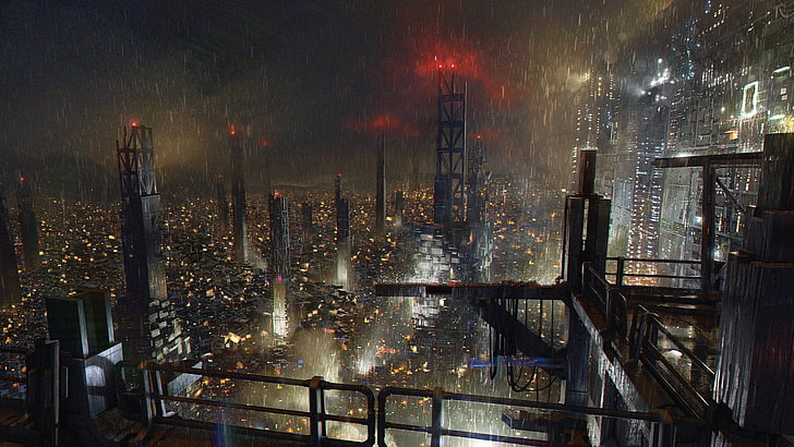 buildings at night digital wallpaper, Deus Ex, Deus Ex: Mankind Divided, HD wallpaper