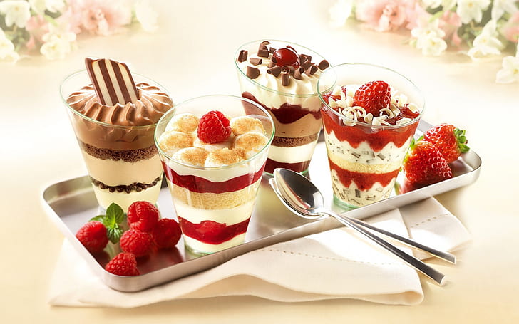 Berries Ice Cream, berries, cream, food and drink, HD wallpaper