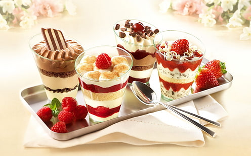 딸기 아이스크림, 딸기, 크림, 음식 및 음료, HD 배경 화면 HD wallpaper