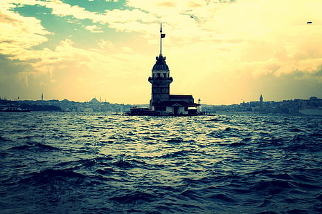 Стамбул, Кызы Кулеси, Турецкая, Девичья Башня, HD обои HD wallpaper