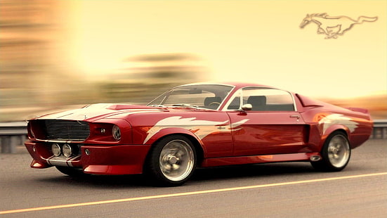 รถเก๋งฟอร์ดมัสแตงสีแดงรถยนต์ฟอร์ดมัสแตง, วอลล์เปเปอร์ HD HD wallpaper