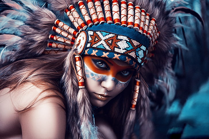 Mujer, ilustraciones, nativo americano, Fondo de pantalla HD