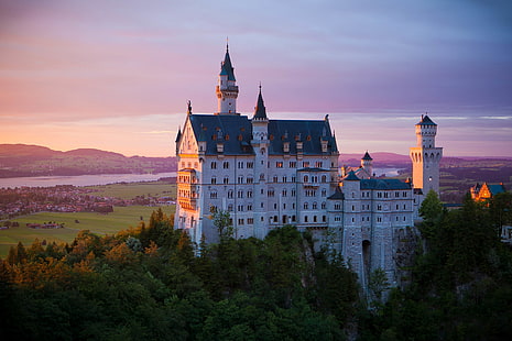 القلعة ، قلعة نويشفانشتاين ، العمارة ، بافاريا ، ألمانيا، خلفية HD HD wallpaper