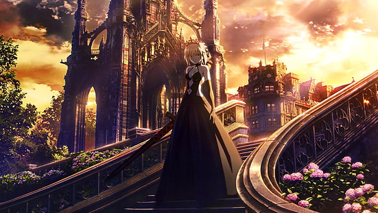 Schwert, schwarzes Kleid, Blond, Sabre Alter, Fate Series, HD-Hintergrundbild HD wallpaper