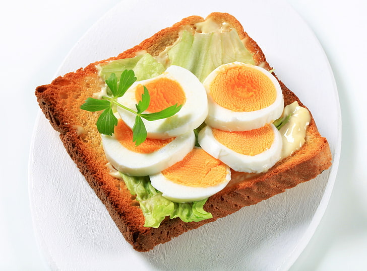 sandwich with egg, bread, toast, eggs, butter, HD wallpaper