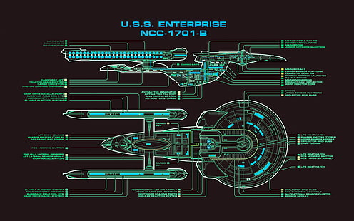 Star Trek, USS Enterprise (космически кораб), схематично, HD тапет HD wallpaper