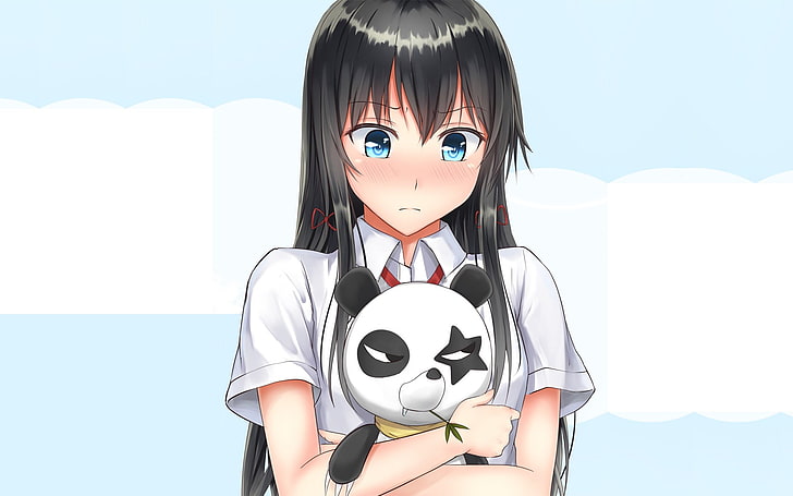 Anime Girls, Yahari Ore no Seishun Liebeskomödie wa Machigatteiru, Yukinoshita Yukino, blaue Augen, brünett, einfacher Hintergrund, HD-Hintergrundbild