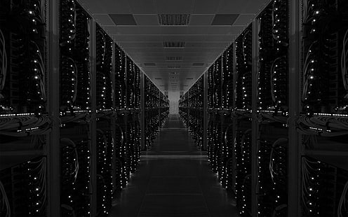 데이터 센터, 형상, 흑백, 서버, 기술, HD 배경 화면 HD wallpaper