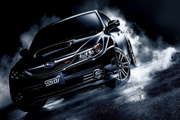 black sedan, Subaru, Subaru WRX STI, Japanese, car, vehicle, HD wallpaper