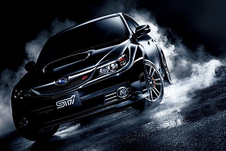 schwarze Limousine, Subaru, Subaru WRX STI, Japaner, Auto, Fahrzeug, HD-Hintergrundbild HD wallpaper