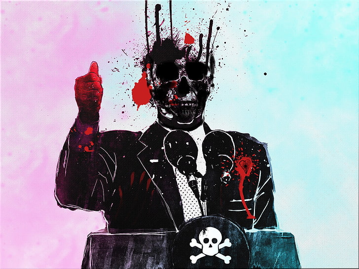 blood, Dark, horror, politics, skull, vector, HD wallpaper