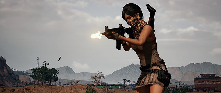 Играч Неизвестно бойно поле, PUBG, M4A4, момичета с оръжия, HD тапет