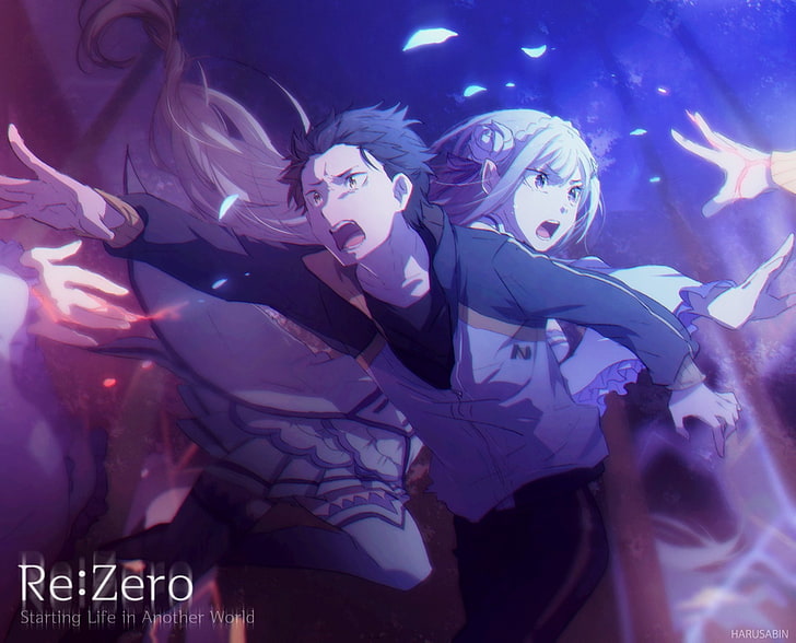Anime, Re: ZERO - Começando a vida em outro mundo -, Emilia (Re: ZERO), Subaru Natsuki, HD papel de parede