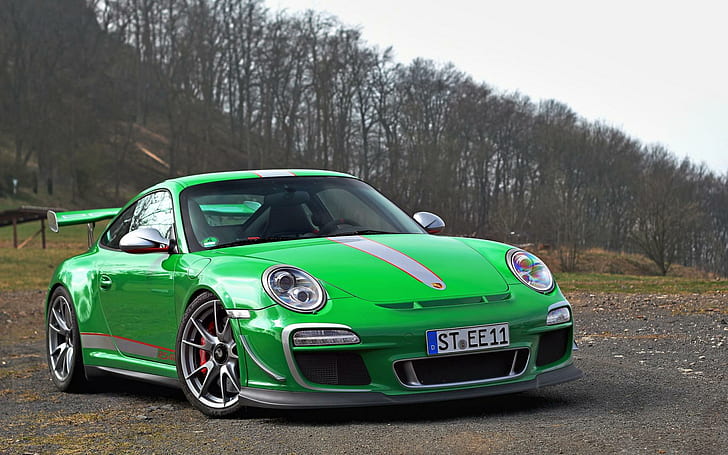 Porsche, 911, GT3, RS 4 0, verde, vista frontal, Porsche, RS 4, verde, vista frontal, Fondo de pantalla HD